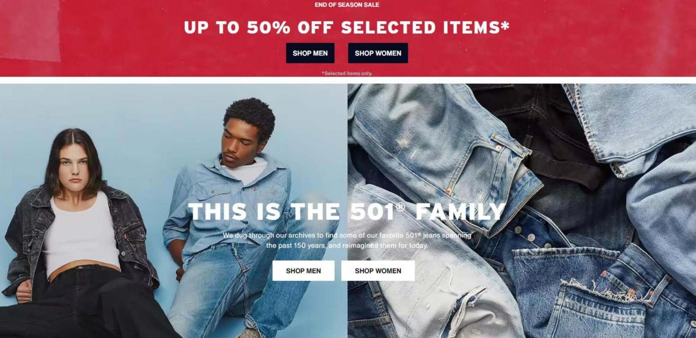 Up to 50% off selected items. Levi's (2024-01-31-2024-01-31)